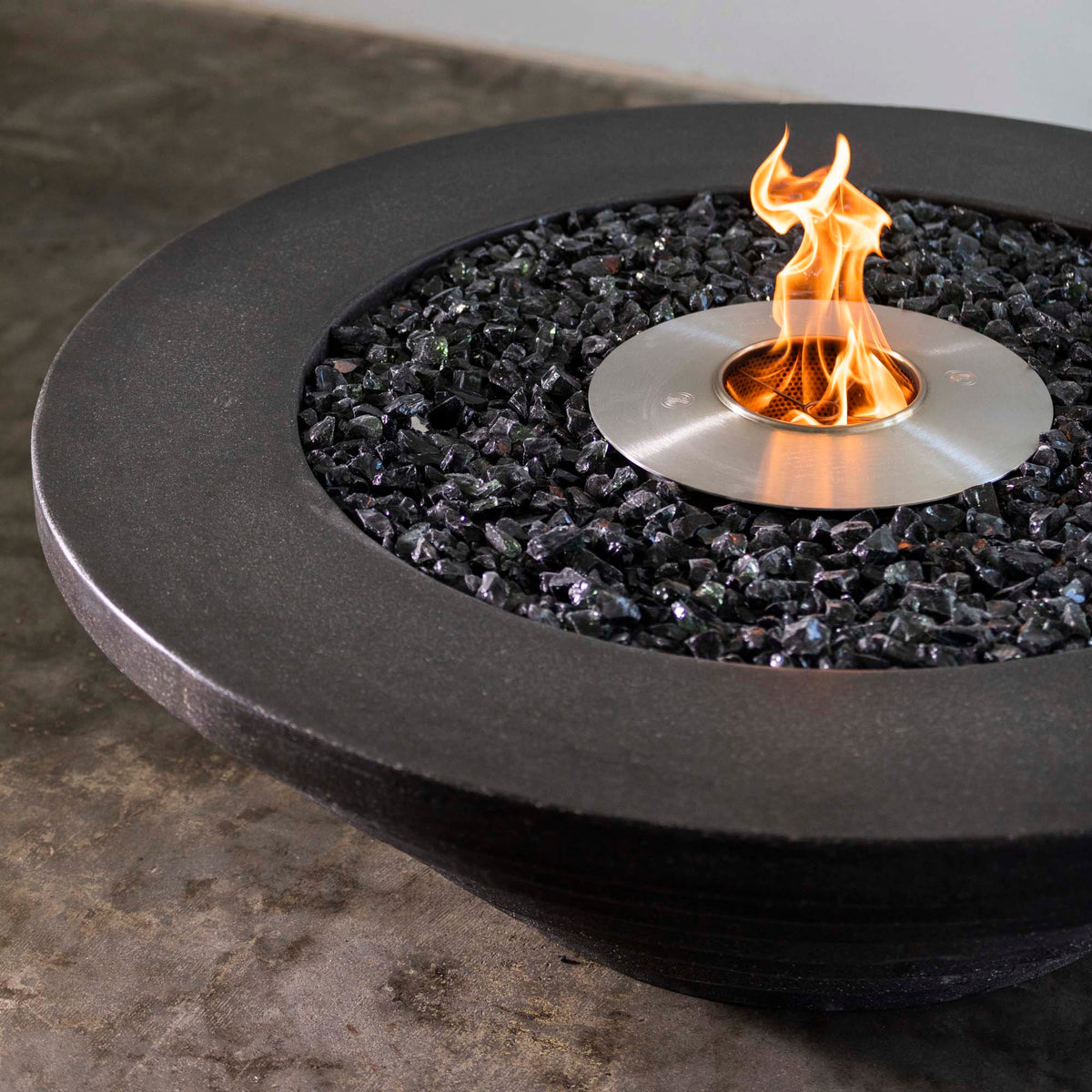 James De Wulf Stepped Fire Table by De Wulf, showing closeup view of stepped fire table.