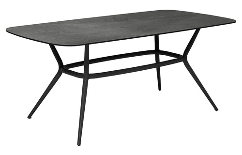 Joy Outdoor Oval Dining Table by Cane-Line - Lava Grey Powder Coated Aluminum, Dark Grey Structure HPL.