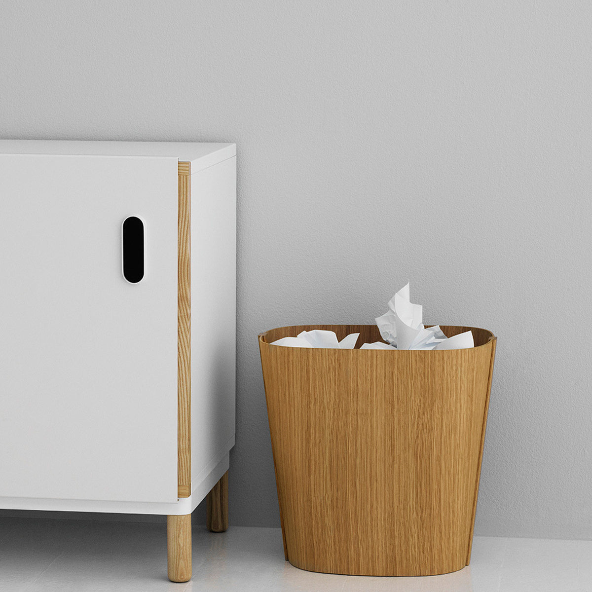 Kabino Sideboard by Normann Copenhagen, showing closeup view of kabino sideboard in live shot.