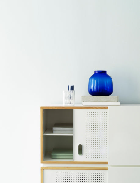 Kabino Sideboard by Normann Copenhagen, showing closeup view of kabino sideboard in live shot.
