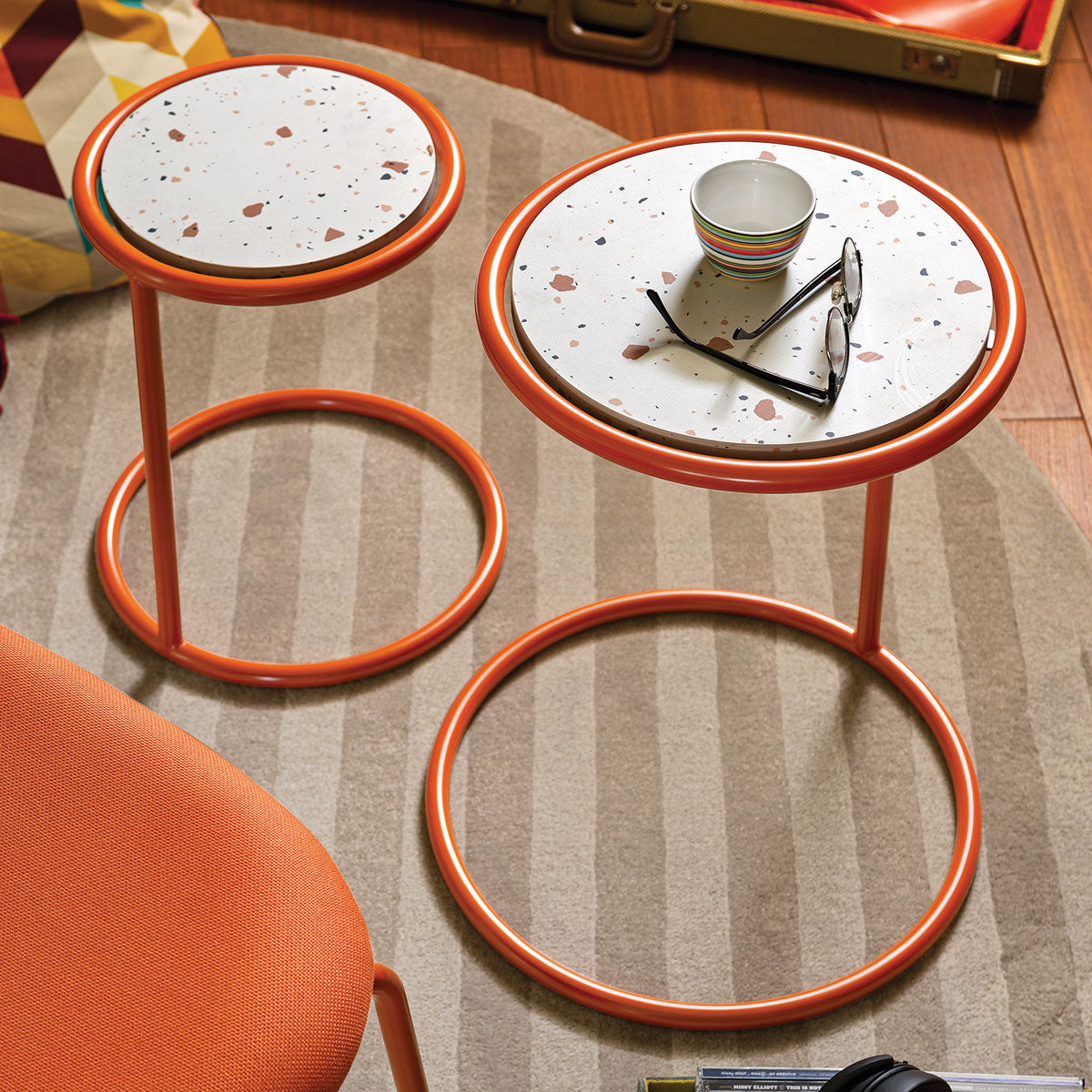 Kangoo Side Table by Connubia, showing kangoo side tables in live shot.