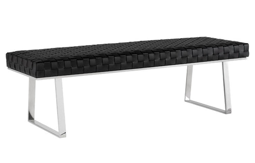 Karlee Bench by Nuevo - Black Leather Seat