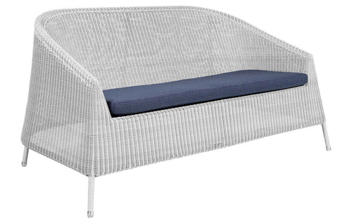 Kingston 2 Seater Stackable Lounge Sofa by Cane-Line - White Grey Fiber Weave, PP Blue Cushion.