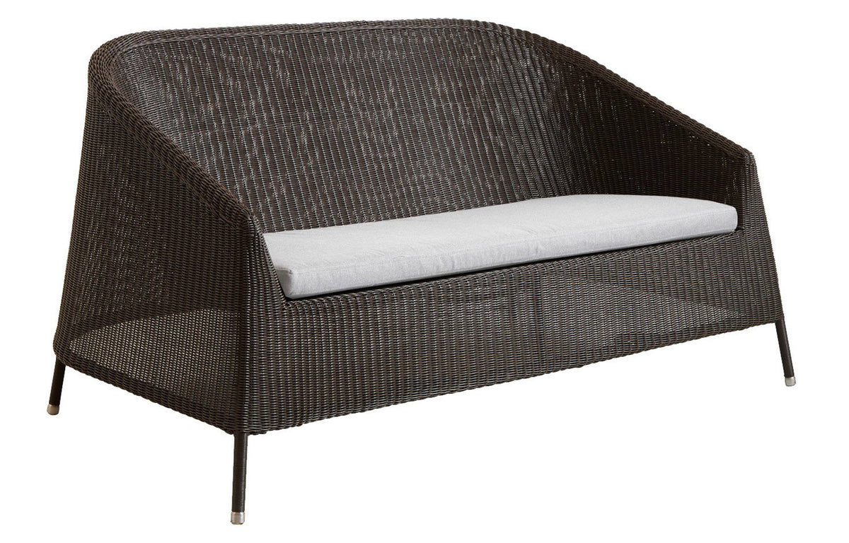 Kingston 2 Seater Stackable Lounge Sofa by Cane-Line - Mocca Fiber Weave, Natte Light Grey Cushion.
