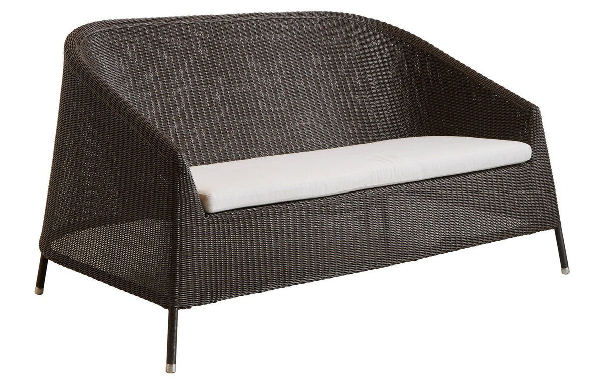 Kingston 2 Seater Stackable Lounge Sofa by Cane-Line - Mocca Fiber Weave, Natte White Cushion.