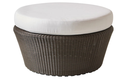 Kingston Footstool by Cane-Line - Large Footstool, Mocca Fiber Weave, White Natte.