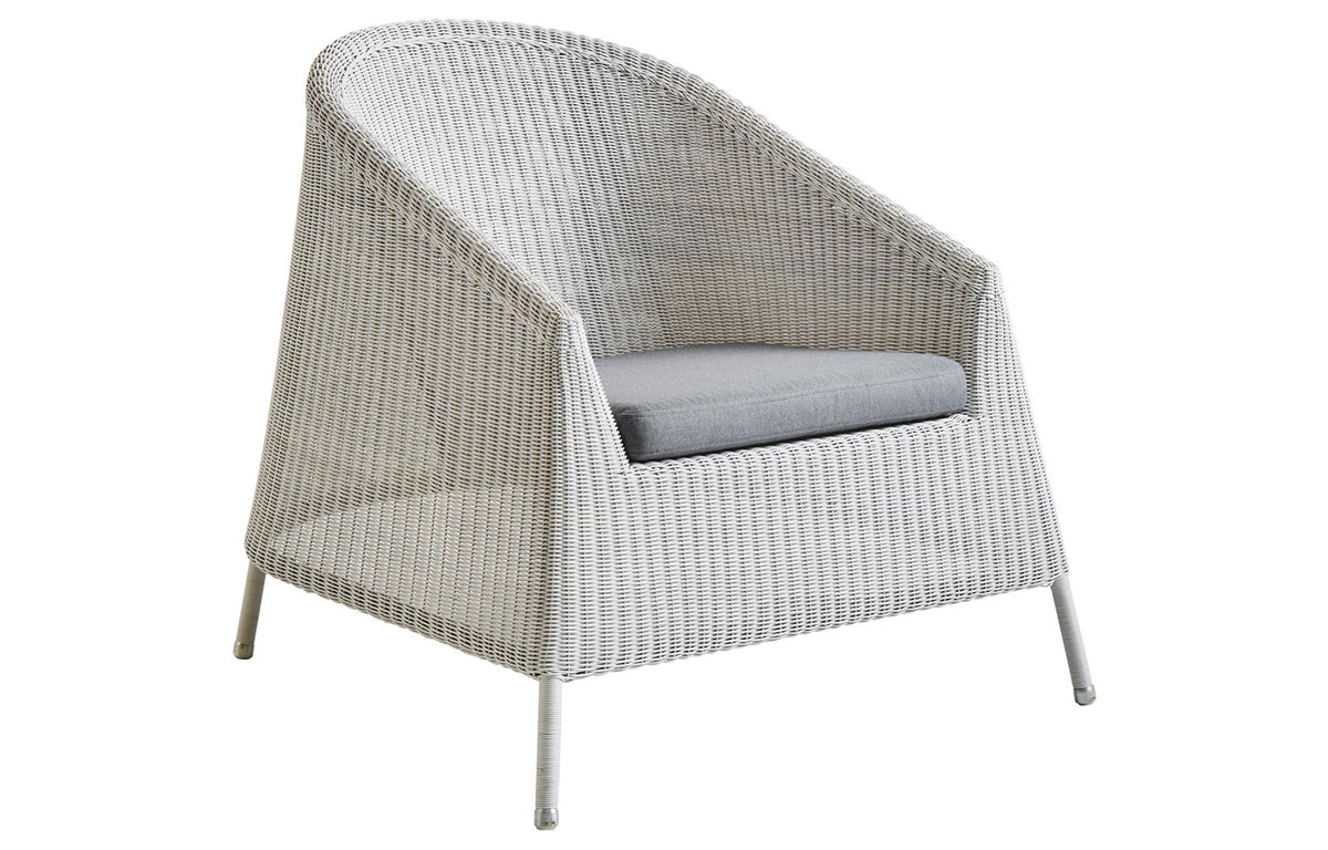 Kingston Lounge Chair by Cane-Line - White Grey Fiber Weave, Grey Natte Cushion.