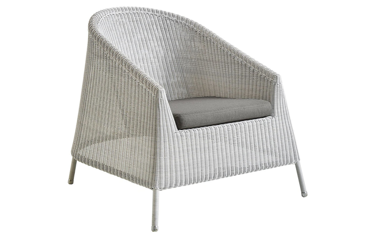 Kingston Lounge Chair by Cane-Line - White Grey Fiber Weave, Taupe Natte Cushion.