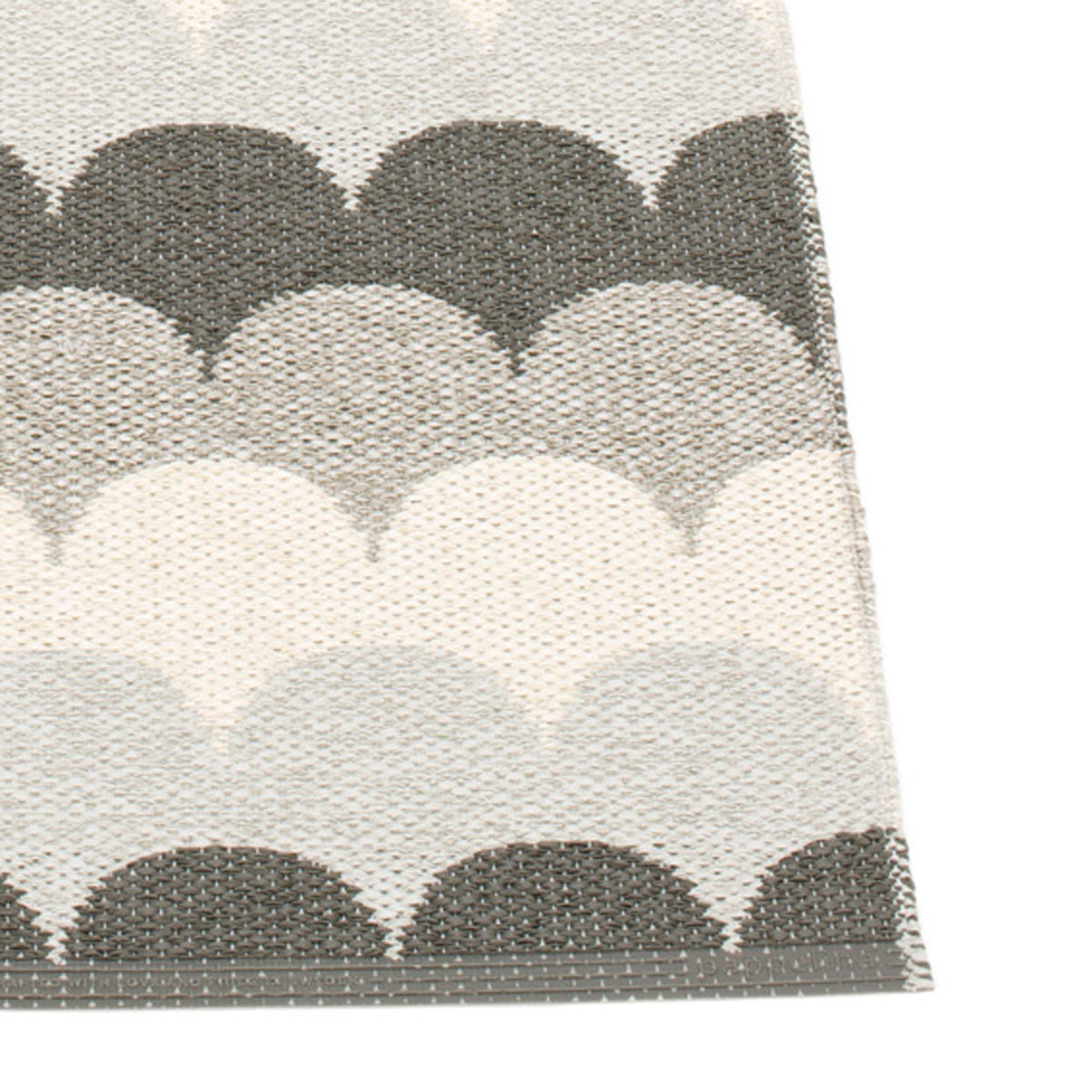 Koi Stone Runner Rug by Pappelina, showing closeup view of koi stone runner rug in live shot.