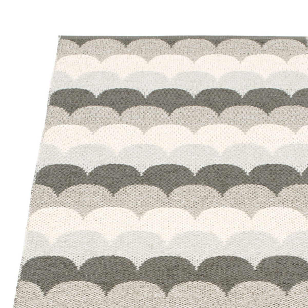 Koi Stone Runner Rug by Pappelina, showing closeup view of koi stone runner rug in live shot.