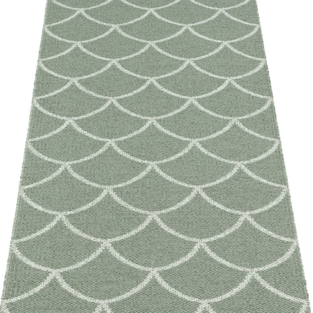 Kotte Army & Sage Runner Rug by Pappelina, showing detail view of kotte army & sage runner rug.