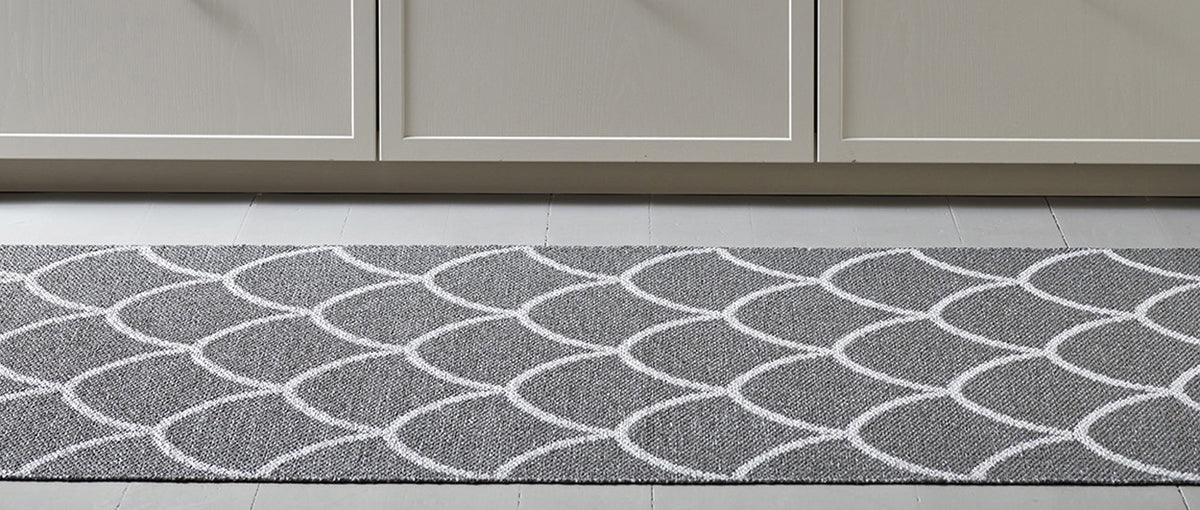 Kotte Charcoal & Warm Grey Runner Rug by Pappelina, showing of kotte charcoal & warm grey runner rug in live shot.