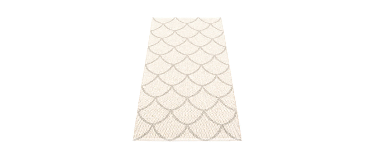 Kotte Linen & Vanilla Runner Rug by Pappelina, showing back view of kotte linen & vanilla runner rug in 28" x 59".