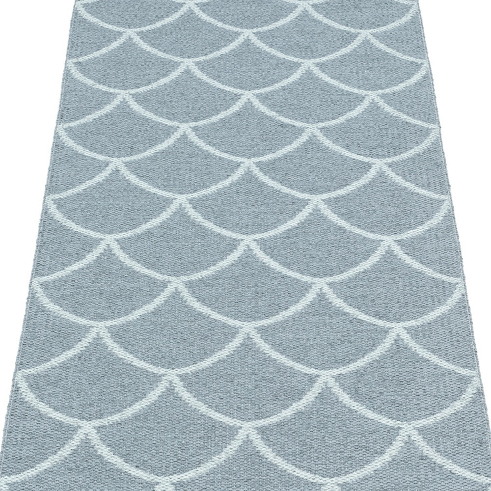 Kotte Storm & Blue Fog Runner Rug by Pappelina, showing detail view of kotte storm & blue fog runner rug.