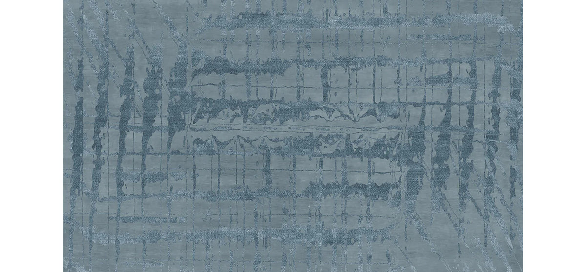 Kuni Moon KN100 Rug by Second Studio, showing closeup view of kuni moon kn100 rug by second studio in blue & silver.