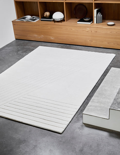 Kyoto Rug by Woud, showing kyoto rug on the floor in live shot.