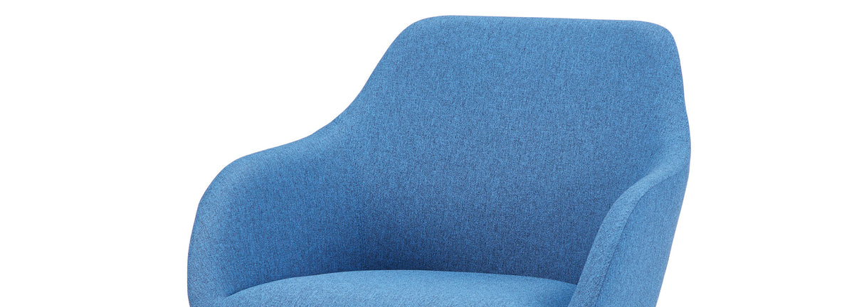 Lamy Aluminum Office Chair by B&T, showing closeup view of lamy aluminum office chair in blue nino fabric.