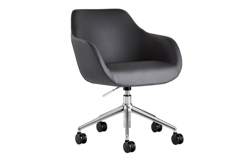 Lamy Aluminum Office Chair by B&T - Black Bugatti Eco-Leather.