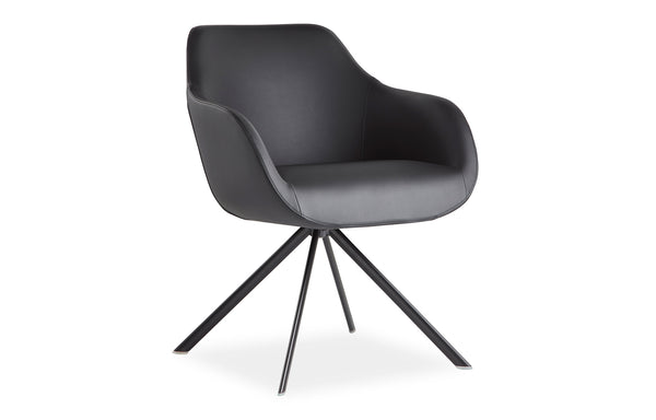 Lamy Ellipse Swivel Metal Chair by B&T - Black RAL Steel Frame, Black Bugatti Eco-Leather.
