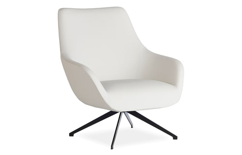 Lamy Swivel Metal Lounge Chair by B&T - White Bugatti Eco-Leather + White RAL Base.