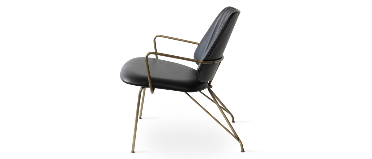 Langham Soft Seat Lounge Chair by SohoConcept, showing side view of soft seat lounge chair.