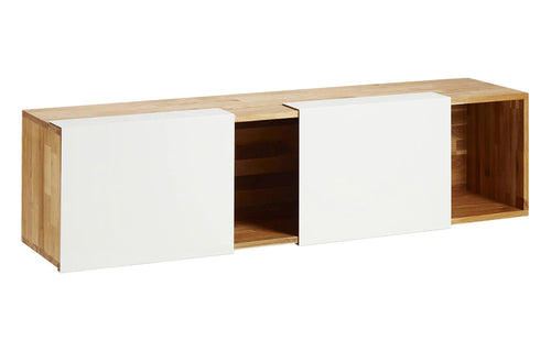 LAX 3x Wall Mounted Shelf by MASHstudios - English Walnut Wood, Gloss White.