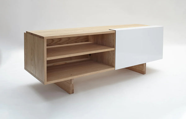 LAX Entertainment Shelf by MASHstudios - White Ash Wood, Gloss White.