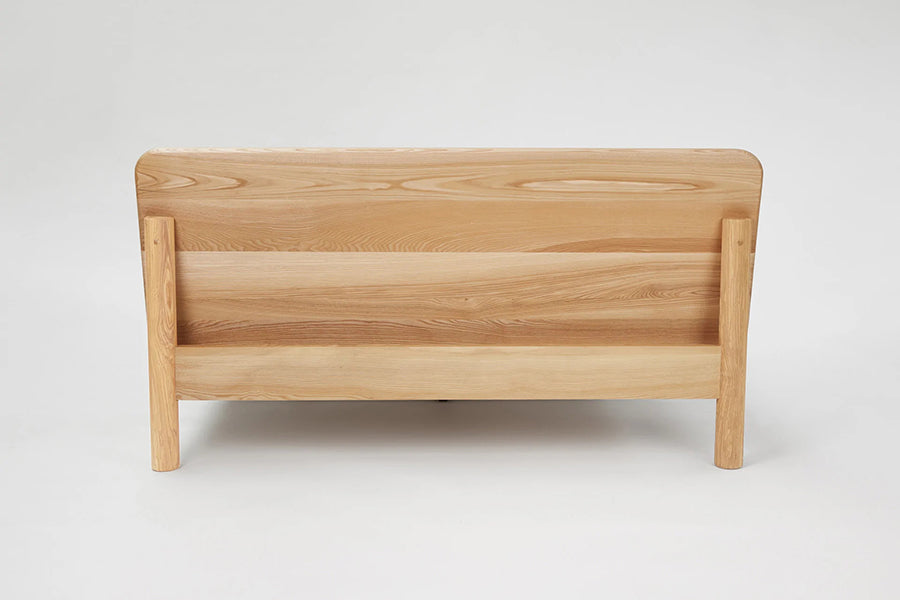 LAX Milk Bed by MASHstudios, showing back view of lax milk bed in solid ash wood.