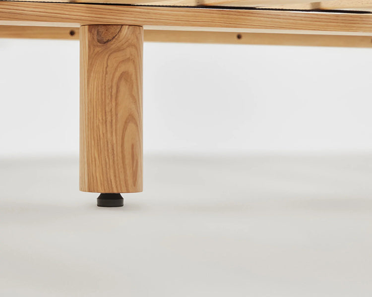 LAX Milk Bed by MASHstudios, showing closeup view of lax milk bed in solid ash wood.