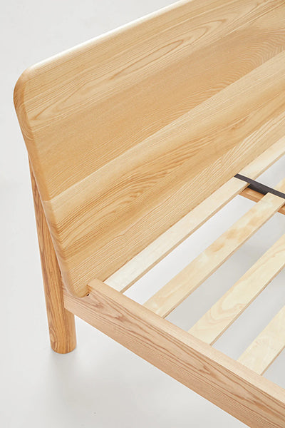 LAX Milk Bed by MASHstudios, showing closeup view of lax milk bed in solid ash wood.