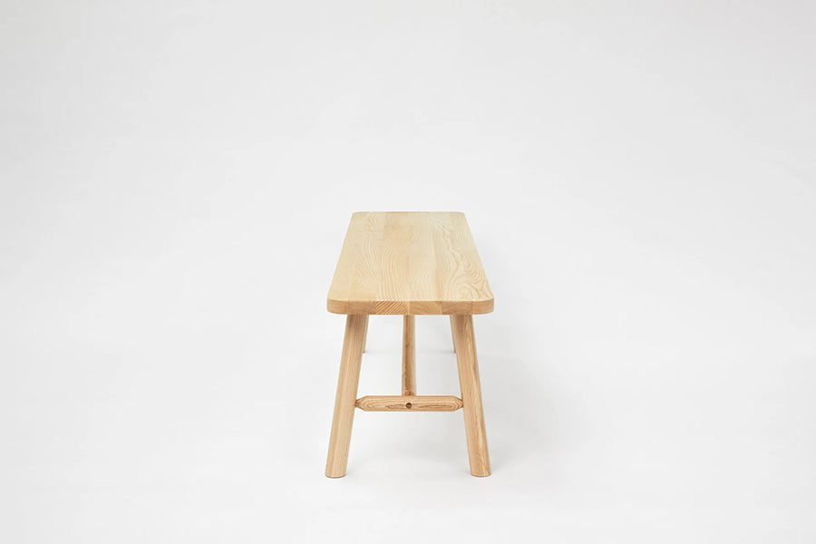 LAX Milk Bench by MASHstudios, showing top view of lax milk bench in solid ash wood.
