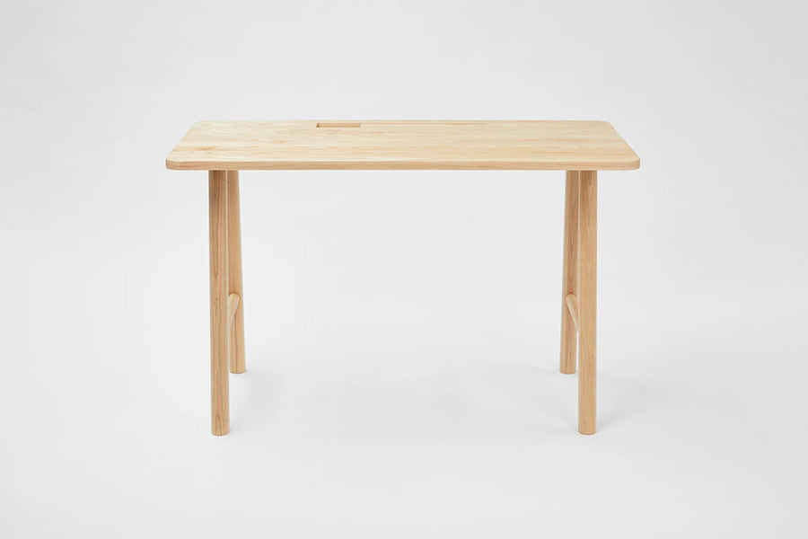LAX Milk Desk by MASHstudios, showing front view of lax milk desk in solid ash wood.