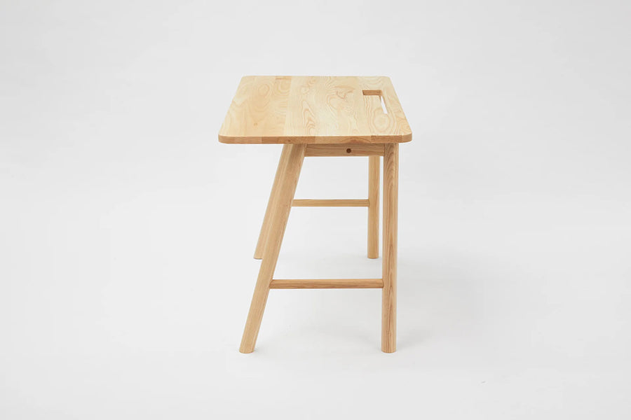 LAX Milk Desk by MASHstudios, showing side view of lax milk desk in solid ash wood.