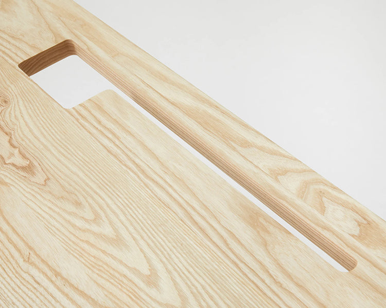 LAX Milk Desk by MASHstudios, showing closeup view of lax milk desk in solid ash wood.