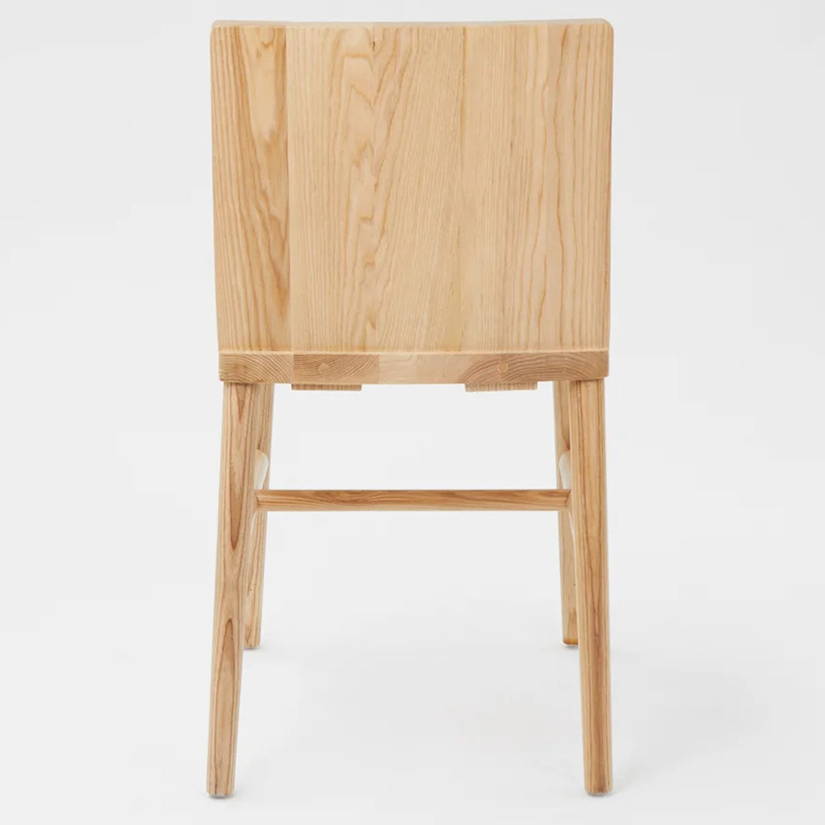 LAX Milk Dining Chair by MASHstudios, showing back view of lax milk dining chair in solid ash wood.