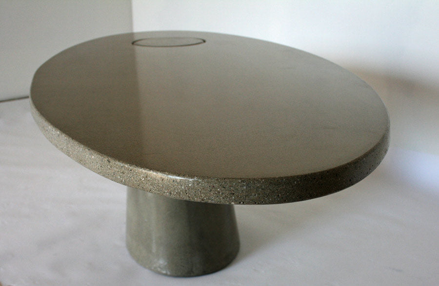 James De Wulf Leaning Coffee Table by De Wulf, showing front view of leaning coffee table in live shot.