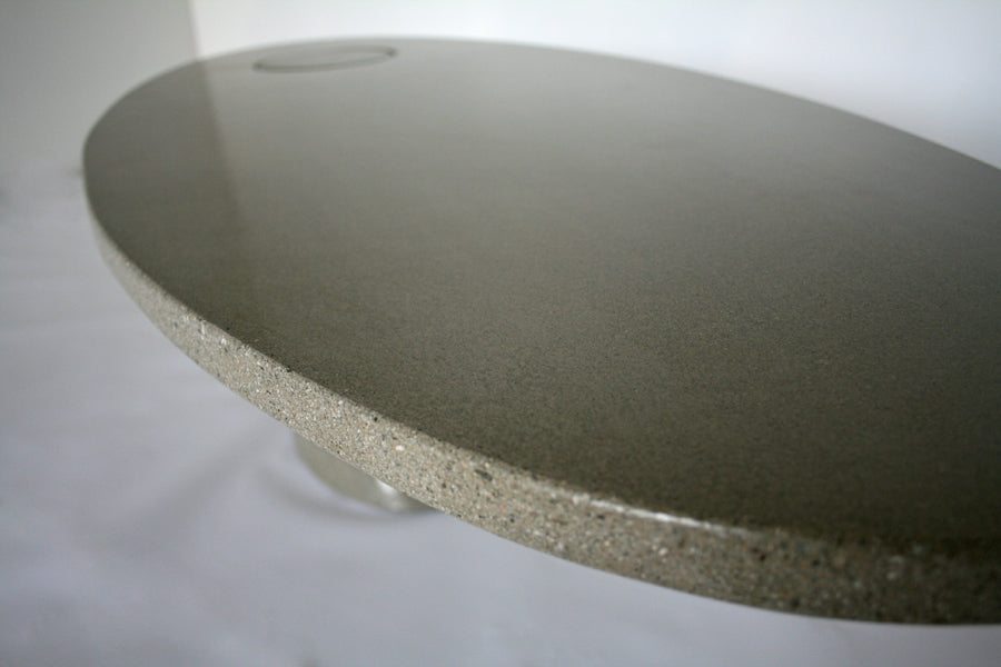James De Wulf Leaning Coffee Table by De Wulf, showing closeup view of leaning coffee table in live shot.
