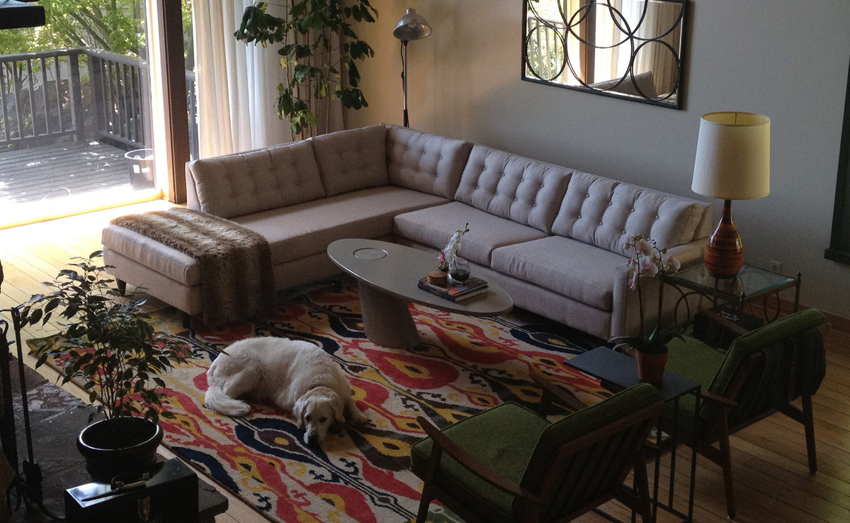 James De Wulf Leaning Coffee Table by De Wulf, showing leaning coffee table in live shot.