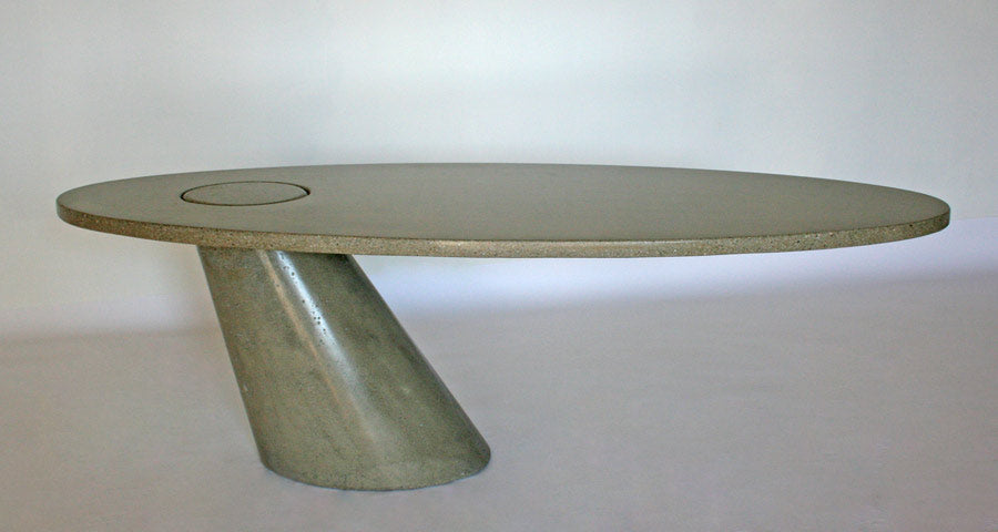 James De Wulf Leaning Coffee Table by De Wulf, showing side view of leaning coffee table in live shot.