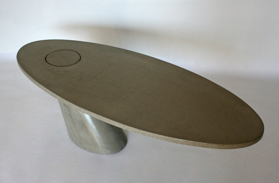 James De Wulf Leaning Coffee Table by De Wulf, showing angle view of leaning coffee table in live shot.