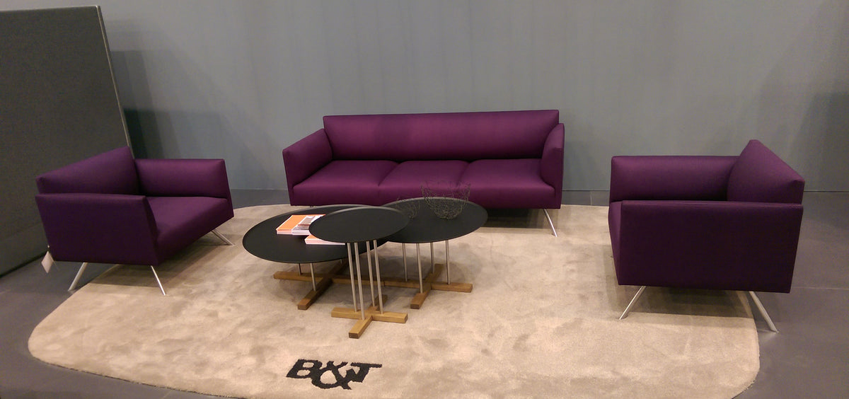Led Metal Sofa by B&T, showing led metal sofa in live shot.