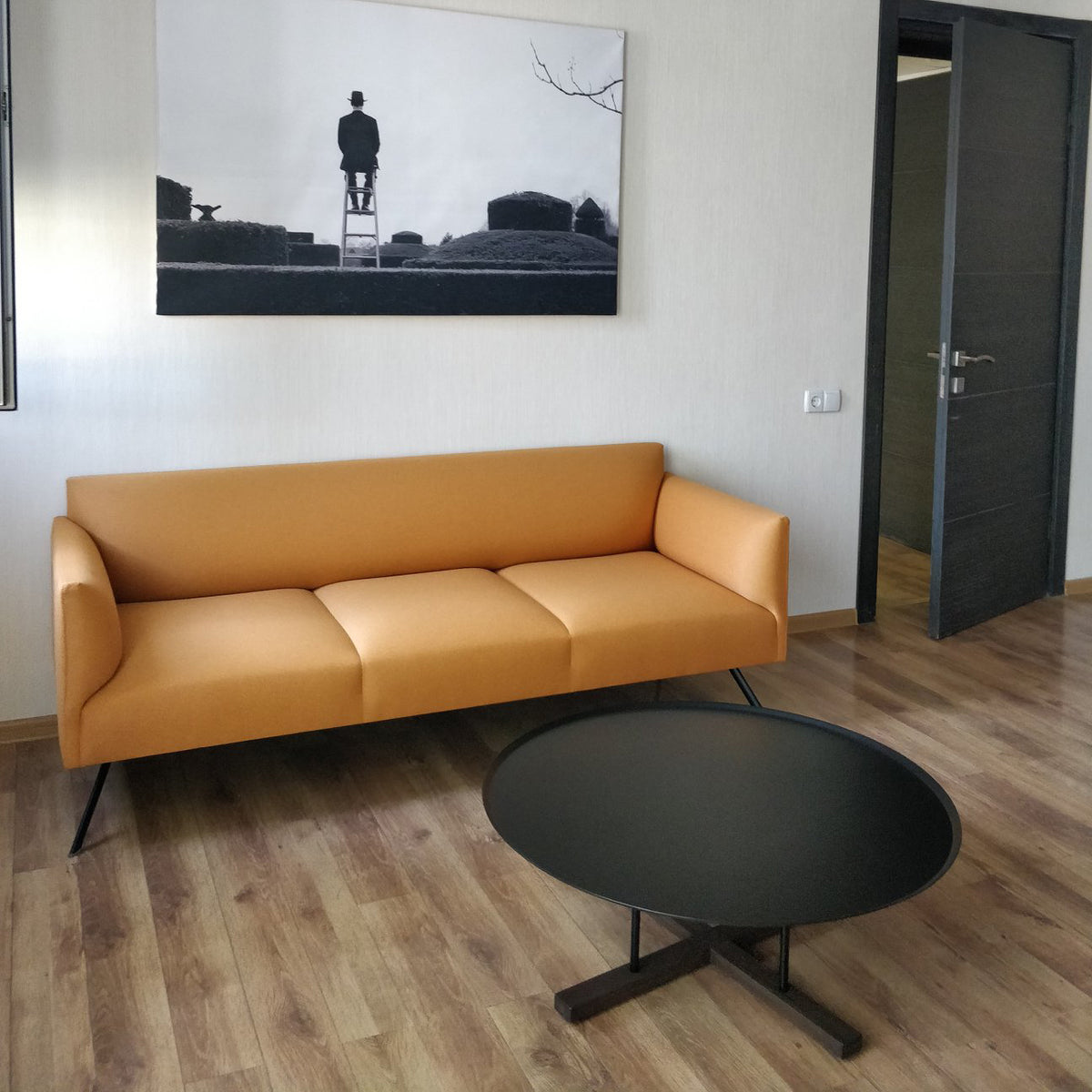 Led Metal Sofa by B&T, showing led metal sofa in live shot.