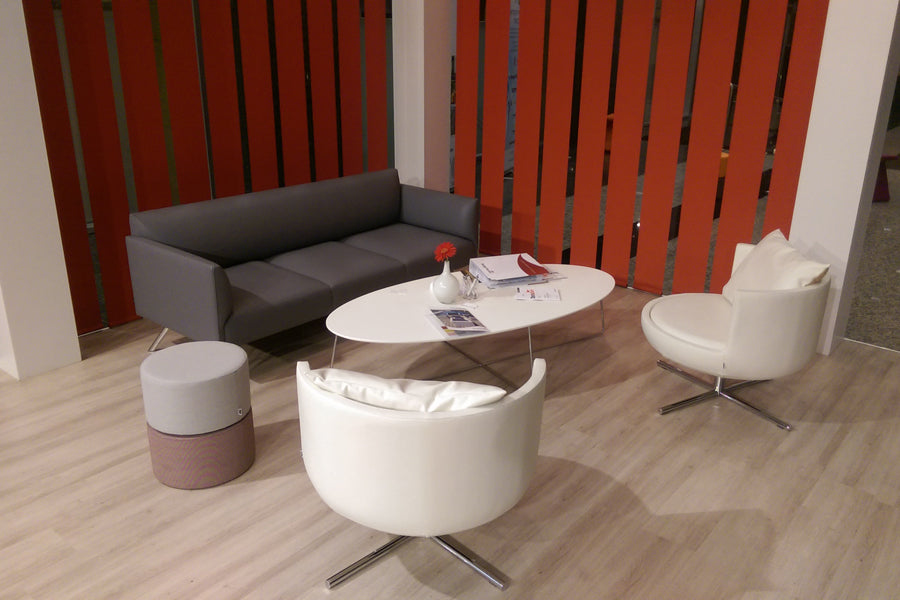 Led Metal Sofa by B&T, showing led metal sofa in live shot.