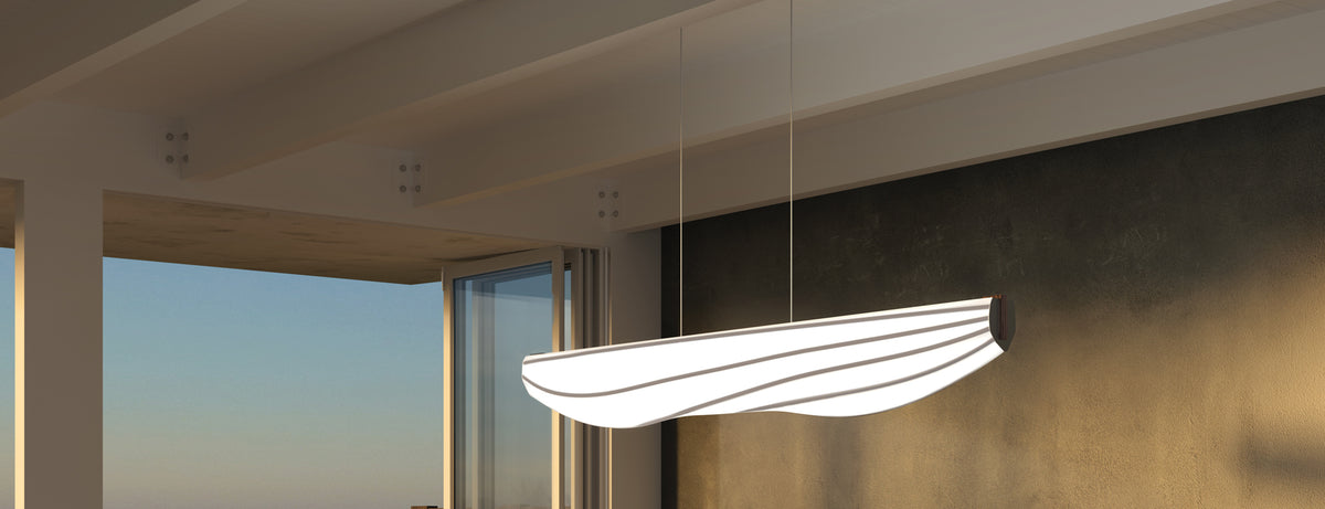 Lenis LED Linear Pendant by Cerno, showing lenis led linear pendant in live shot.