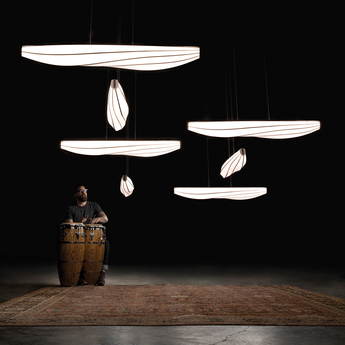 Lenis LED Linear Pendant by Cerno, showing lenis led linear pendants in live shot.