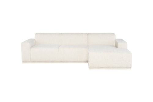 Leo Sectional Sofa by Nuevo, showing front view of leo sectional sofa in right hand facing/coconut fabric.