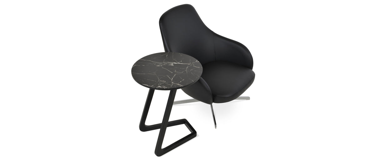 Leslie End Table by SohoConcept, showing end table with chair.