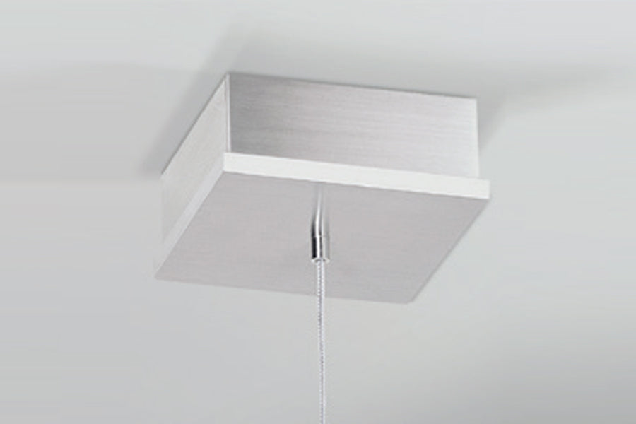 Levis L Pendant by Cerno, showing levis l pendant integrated LED base canopy.