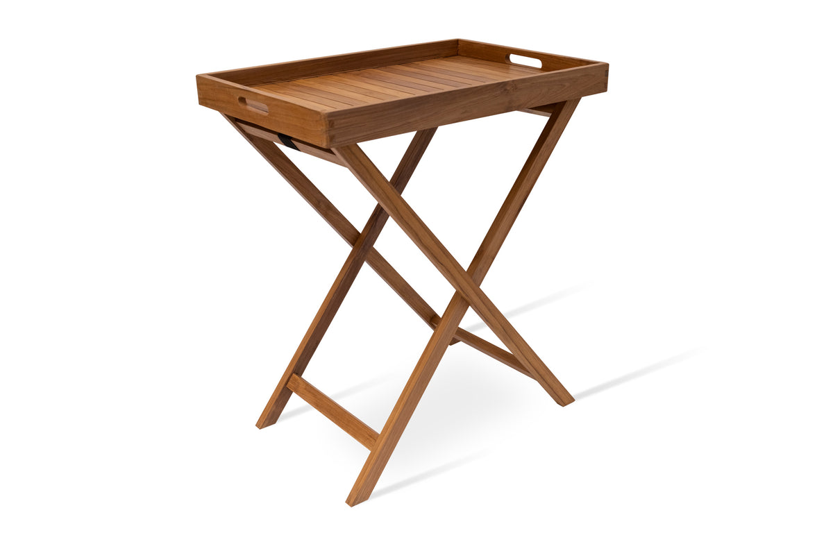 Lido Folding End Tray Table by SohoConcept, showing right angle view of lido folding end tray table.