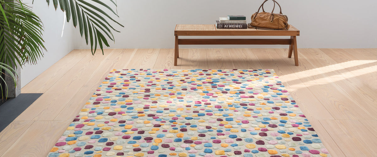 Dotted 246.001.990 Hand Tufted Rug by Ligne Pure, showing dotted 246.001.990 hand tufted rug in live shot.